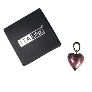 Murano Glass Rose Gold Puffy Heart Pendant